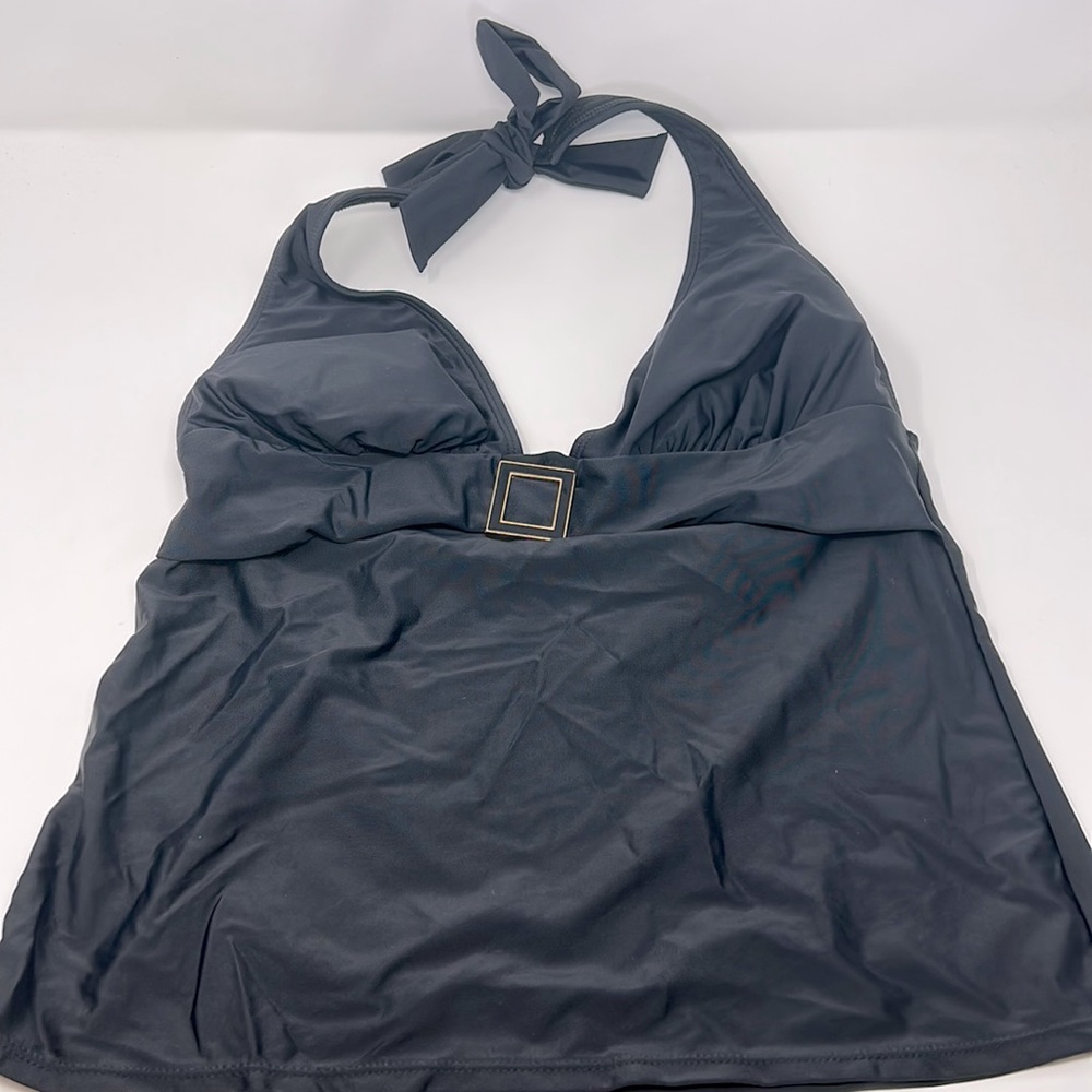 Jaclyn Smith Black Halter-Style Tankini Swimsuit Top Size 12 Excellent Condition